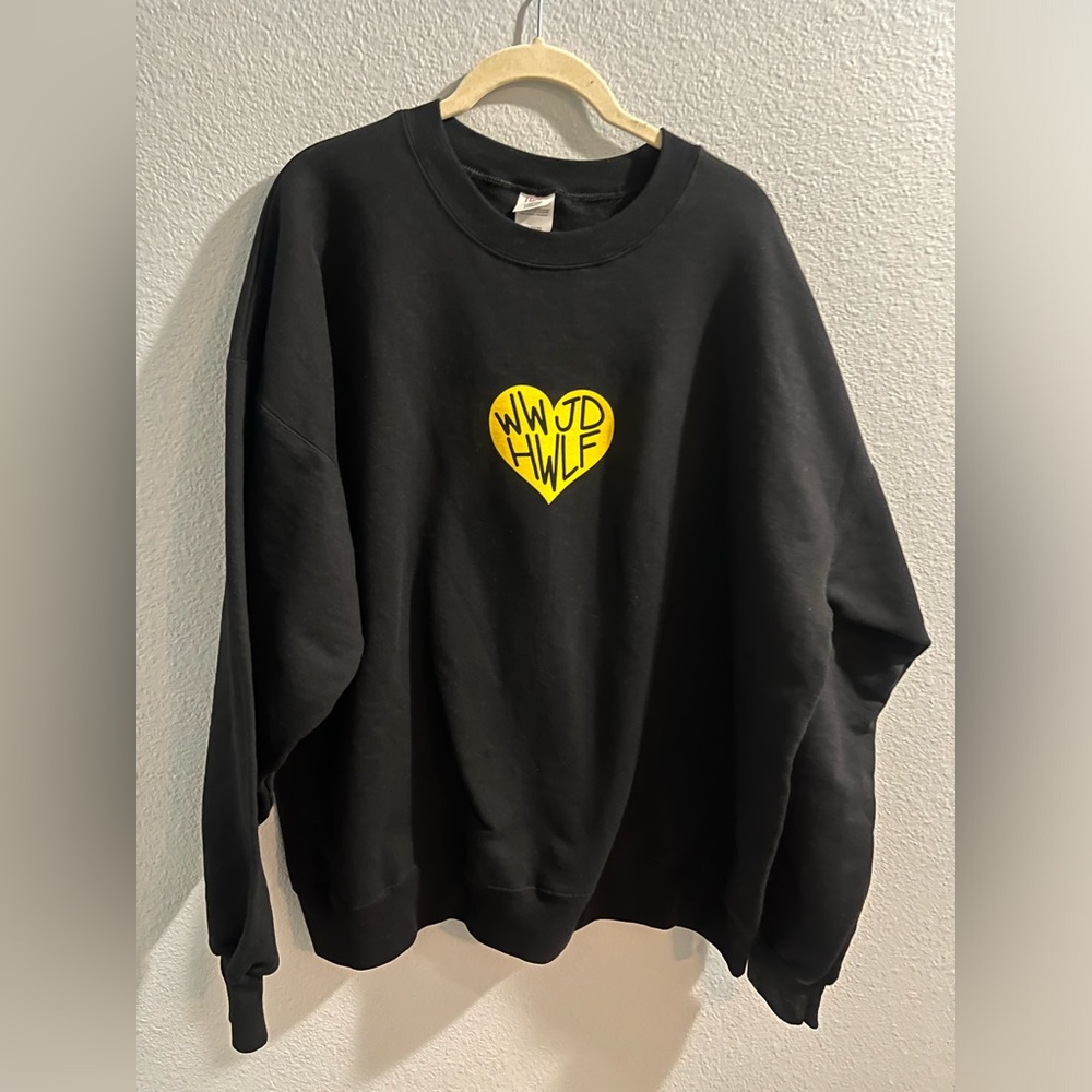 HWLF | Black Crewneck with Yellow Heart Graphic NWOT Size XL